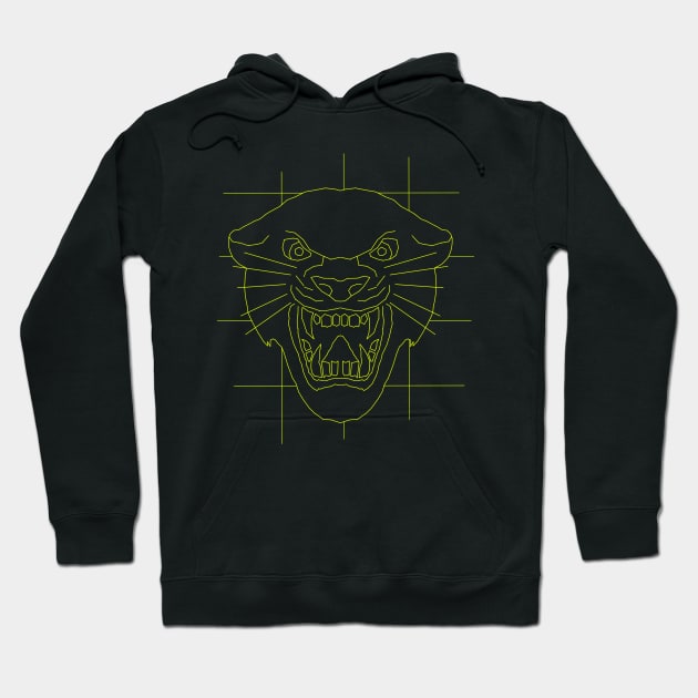 Panther head face drawing in yellow Hoodie by Namwuob